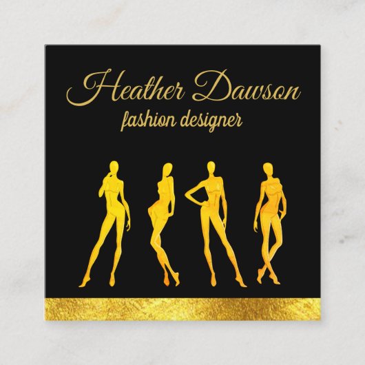 Luxe Goud | Mannequin | Modeontwerper Vierkante Visitekaartje (Voorkant)