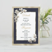 Luxe goud marine blauw wit orchidee Details Progra Kaart (Staand voorkant)