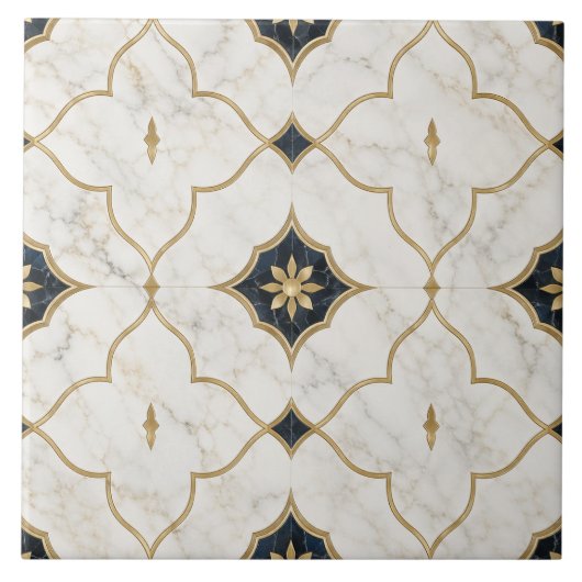 Luxe Goud Marmer effect - Geometrisch Patroon Tegeltje (Voorkant)