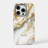 Luxe Goud Marmer Gepersonaliseerde iPhone Case Hoesje (Achterkant)