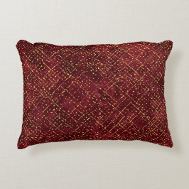 Luxe Goud Maroon Pixels, Elegant, Modern Accent Kussen