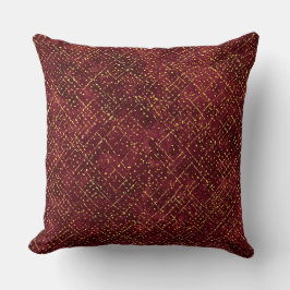 Luxe Goud Maroon Pixels, Elegant, Modern Kussen