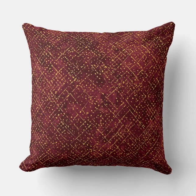 Luxe Goud Maroon Pixels, Elegant, Modern Kussen (Voorkant)