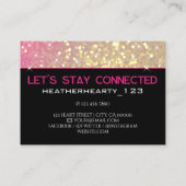 Luxe Goud Meisje Neon Roze Glitter Logo Sjabloon Visitekaartje (Achterkant)