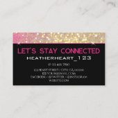 Luxe Goud Meisje Neon Roze Zwart Glitter Glam Visitekaartje (Achterkant)