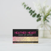 Luxe Goud Meisje Neon Roze Zwart Glitter Glam Visitekaartje (Staand voorkant)