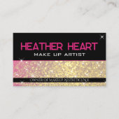 Luxe Goud Meisje Neon Roze Zwart Glitter Glam Visitekaartje (Voorkant)