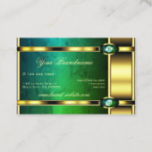 Luxe goud met Blauwgroen marmer en faux strass Visitekaartje (Achterkant)