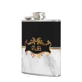 Luxe Goud met Zwart en Wit Marmer Heupfles (Links)