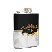 Luxe Goud met Zwart en Wit Marmer Heupfles (Rechts)