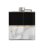 Luxe Goud met Zwart en Wit Marmer Heupfles (Achterkant)