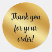 Luxe goud metallic Dank u Ronde Sticker (Voorkant)