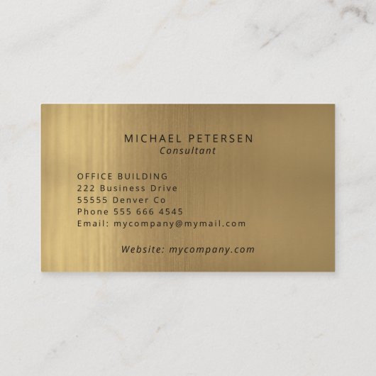 Luxe goud metallic elegant monogram visitekaartje (Achterkant)