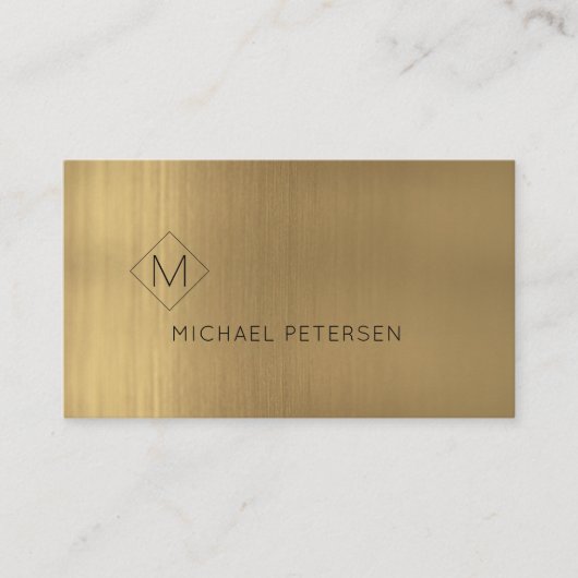Luxe goud metallic elegant monogram visitekaartje (Voorkant)