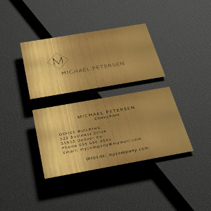 Luxe goud metallic elegant monogram visitekaartje