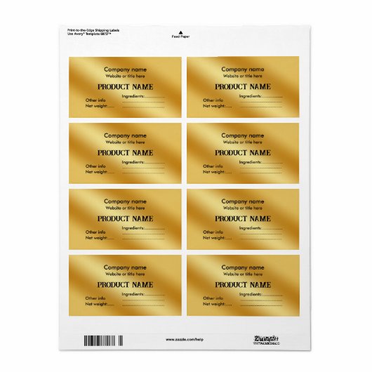 Luxe goud metallic etiket (Full Sheet)