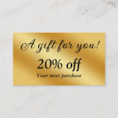 Luxe goud metallic kortingskaartje (Voorkant)