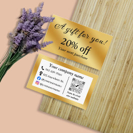 Luxe goud metallic kortingskaartje