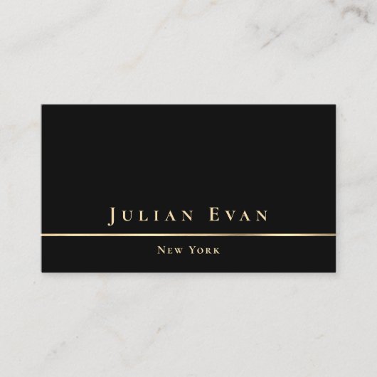 Luxe Goud Minimalistisch Zwart Visitekaartje (Voorkant)