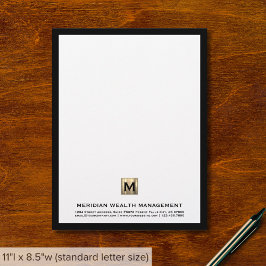 Luxe Goud Monogram Financiële Planner Letterhead Briefhoofd