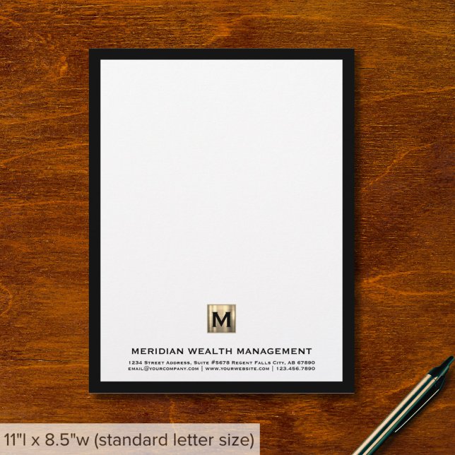 Luxe Goud Monogram Financiële Planner Letterhead Briefhoofd (Creator heeft geüpload)