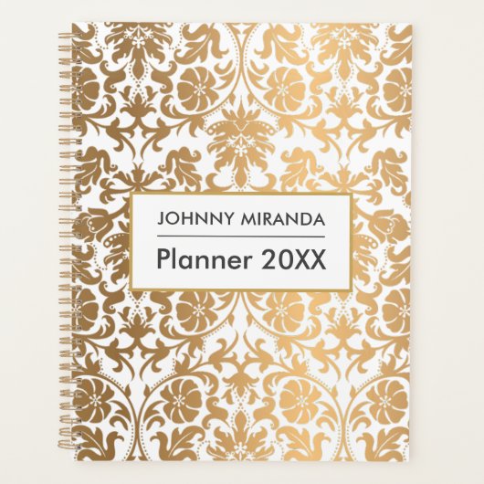 Luxe Goud Monogram naam maand en week Planner (Voorkant)