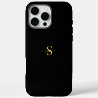 Luxe Goud Monogram Zwart iPhone 16 Pro Max Stevig Hoesje
