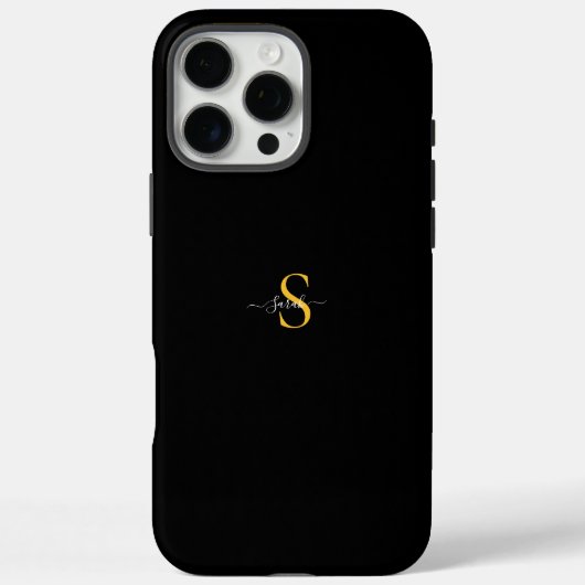 Luxe Goud Monogram Zwart iPhone 16 Pro Max Stevig Case-Mate iPhone Case (Achterkant)