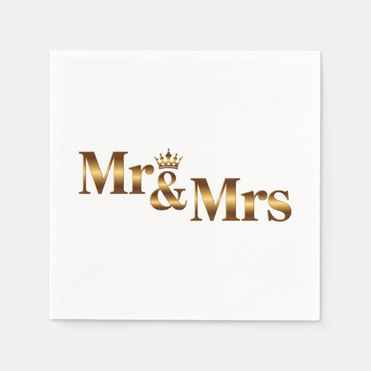 Luxe Goud Mr & Mrs Wedding Sign | Elegante bruid Servet (Voorkant)