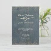 Luxe Goud Navyblauw Chic Bruiloft Kaart (Staand voorkant)