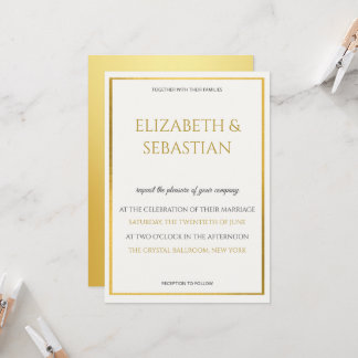 luxe goud & off-white minimalistische trouwkaart kaart