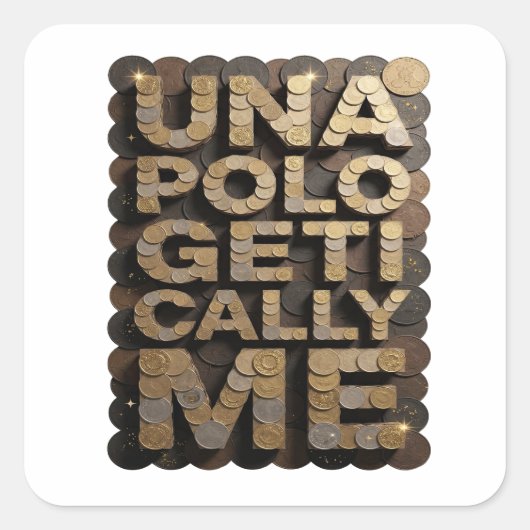 Luxe Goud ONVERONTschuldigd MIJ Sticker Grafisch (Voorkant)