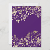 Luxe Goud Paarse Bloemen Swirls Douche Invite Kaart (Achterkant)