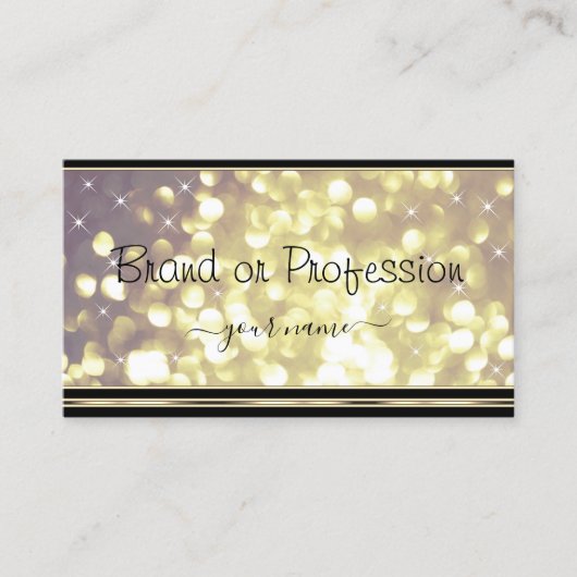 Luxe Goud Paarse Glitter Sterren Zwart en Gouden Visitekaartje (Voorkant)