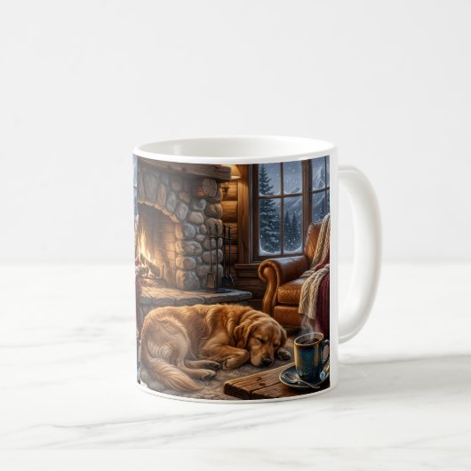 Luxe Goud Retriever Blokhut Mok (Voorkant rechts)