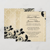 Luxe Goud Romantische Damast Douche Invite Kaart (Voorkant / Achterkant)