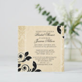 Luxe Goud Romantische Damast Douche Invite Kaart (Staand voorkant)