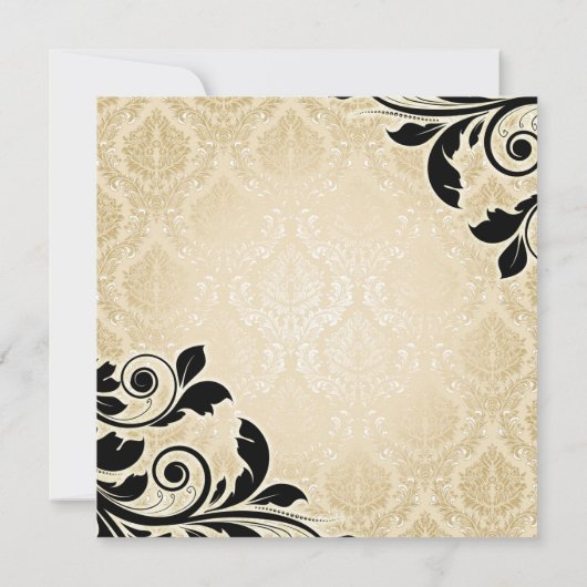 Luxe Goud Romantische Damast Douche Invite Kaart (Achterkant)
