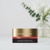 Luxe Goud Rood Lint Schoonheidssalon Spa Visitekaartje (Staand voorkant)