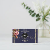 Luxe Goud  Roos Donkerblauw met Logo Visitekaartje (Staand voorkant)