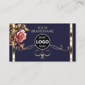 Luxe Goud  Roos Donkerblauw met Logo Visitekaartje (Voorkant)