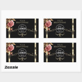 Luxe Goud Roos Roze Zwart Productlabels Logo Rechthoekige Sticker (Vel)