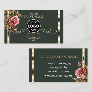 Luxe Goud Roos Zwart Logo Sjabloon Visitekaartje