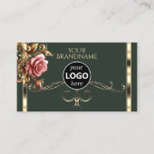 Luxe Goud  Roos Zwart Logo Sjabloon Visitekaartje (Voorkant)
