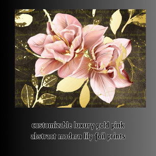 Luxe Goud Roze abstract Modern Lelie Folie Afdrukken