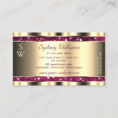 Luxe Goud Roze Glitter Sterren Monogram Visitekaartje (Achterkant)