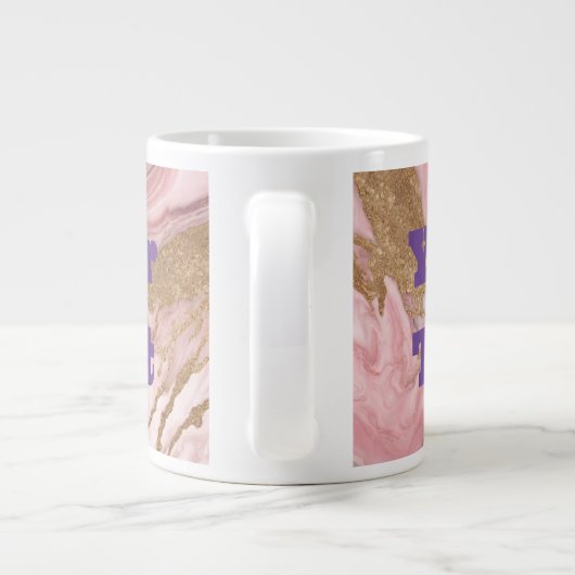 Luxe Goud Roze Marmer Aangepaste Tekst Jumbo Mok (Achterkant)