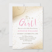 Luxe Goud & Roze Meisje Baby shower Invitation Kaart (Voorkant)