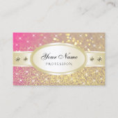 Luxe Goud Roze Paarse Glitter Diamonds Mooi Visitekaartje (Voorkant)