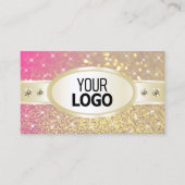 Luxe Goud Roze Paarse Glitter Diamonds Toevoegen L Visitekaartje (Voorkant)